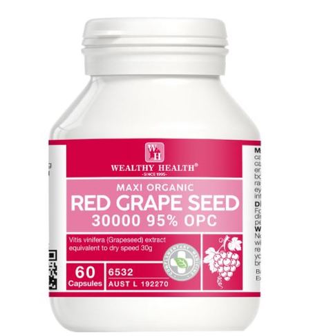 Wealthy Health MAXI ORGANIC RED GRAPE SEED  30000 60&#039;S