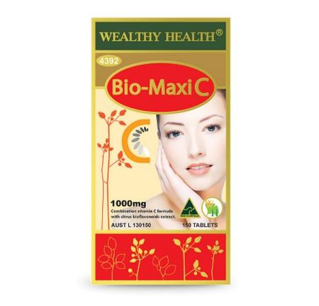Wealthy Health BIO MAXI C 1000mg (Premium RoseHip Extract  Vitamin C formula with Citrus Bioflavonoids, Hesperidin and Rutin.) 150&#039;s