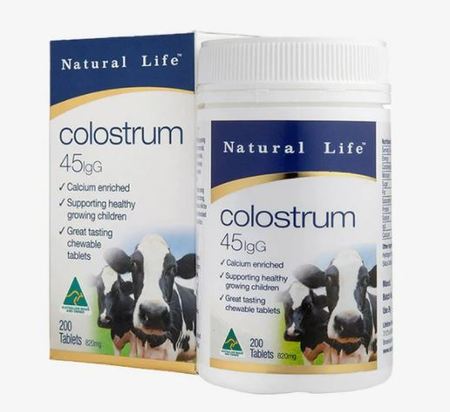 Natural Life Colostrum 200 chewable tablets 45mg IgG
