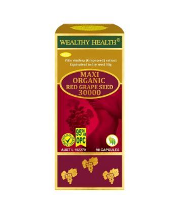 Wealthy Health MAXI ORGANIC RED GRAPE SEED 30000 90&#039;S