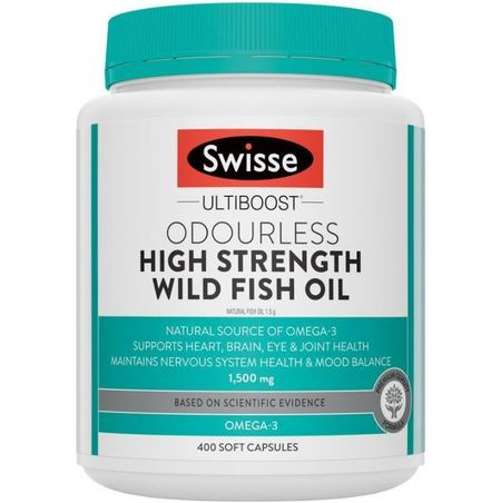 Swisse ODOURLESS HIGH STRENGTH WILD FISH OIL 1,500mg 400cap