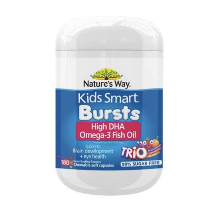 Nature&#039;s Way Kids Smart Bursts High DHA Omega-3 Fish Oil Trio 180cap