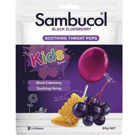 Sambucol Black Elderberry Kids Soothing Throat 8 Pops