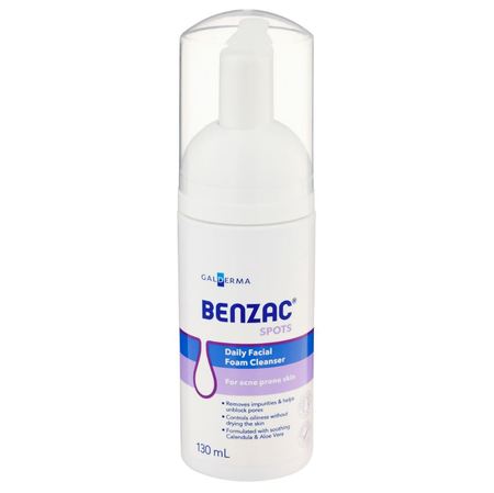 BENZAC Daily Facial Foam Cleanser 130mL, For Acne-Prone Skin