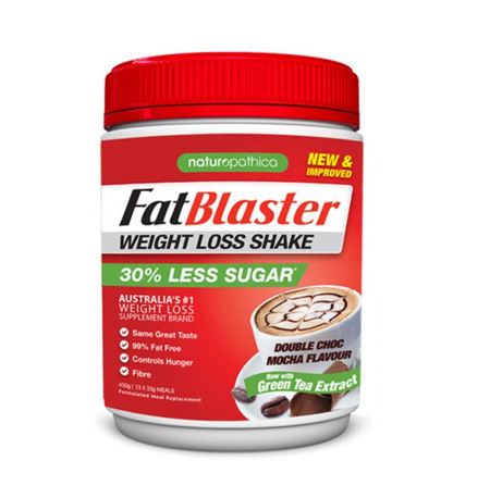 Naturopathica Fat Blaster Weight Loss Shake 30% Less Sugar Double Choc Mocha 430g
