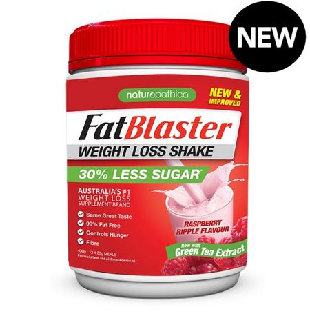 Naturopathica Fat Blaster Weight Loss Shake 30% Less Sugar Raspberry Ripple 430g
