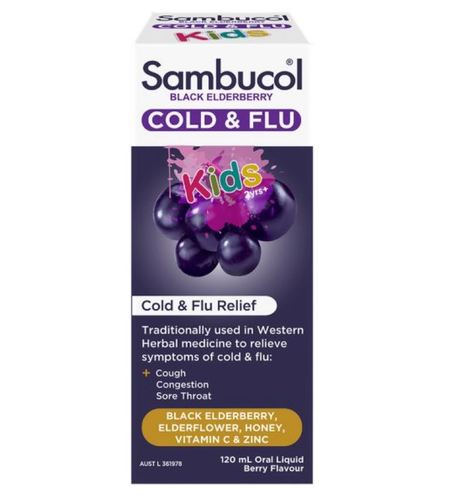 Sambucol Black Elderberry Kids Cold &amp; Flu Relief 120ml