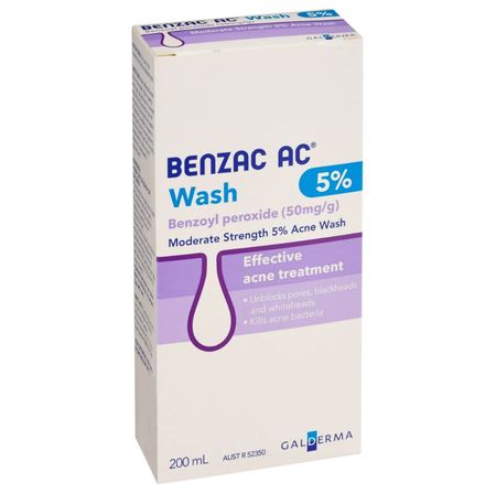 BENZAC AC Moderate Strength 5% Acne Wash 200mL, Body Wash